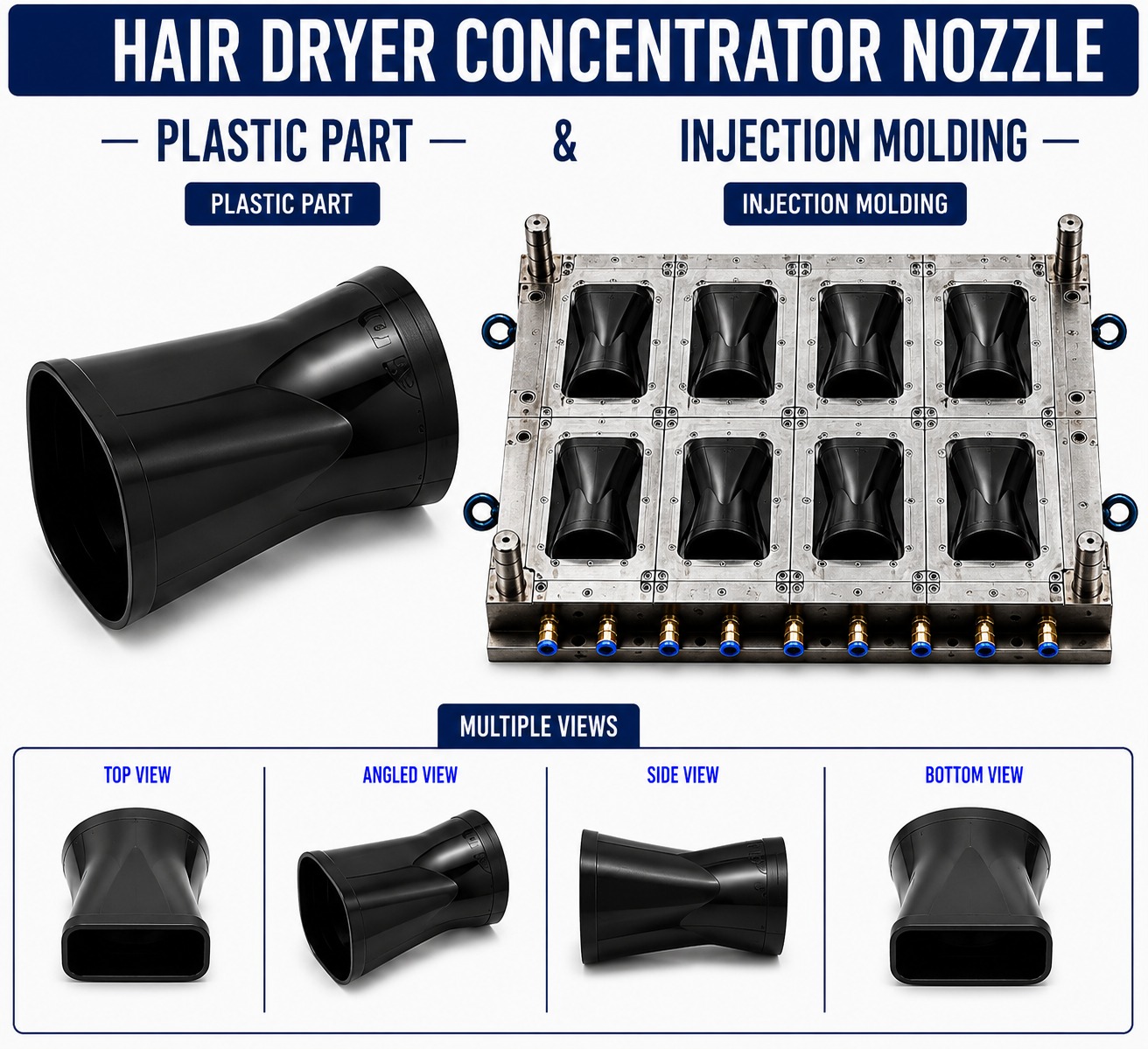 Hair Dryer Plastic Concentrator Nozzle Mould and Moulding Service
